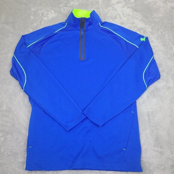 Under Armour ColdGear Infrared Run Mens Medium Fitted 1/2 Pullover Blue‎ 1248616 - Picture 1 of 6
